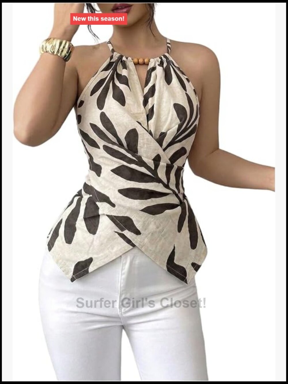 Women's Viscose Boho Printed Halter Neck Wrap Top Sleeveless Summer